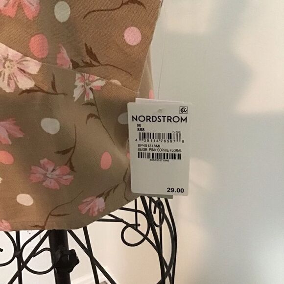 BP Button Front Linen Blend Tank in Beige Oink Sophie Floral NWT - Picture 3 of 5